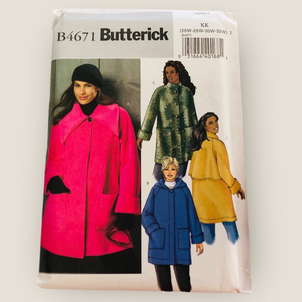 Butterick Sewing Pattern B4671 Women's Coat Size 26W-32W